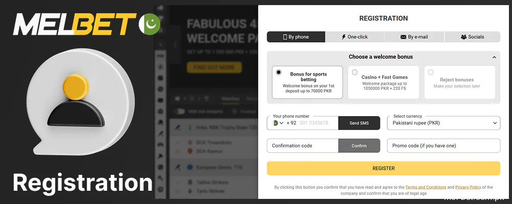 Registration steps for Melbet Pakistan